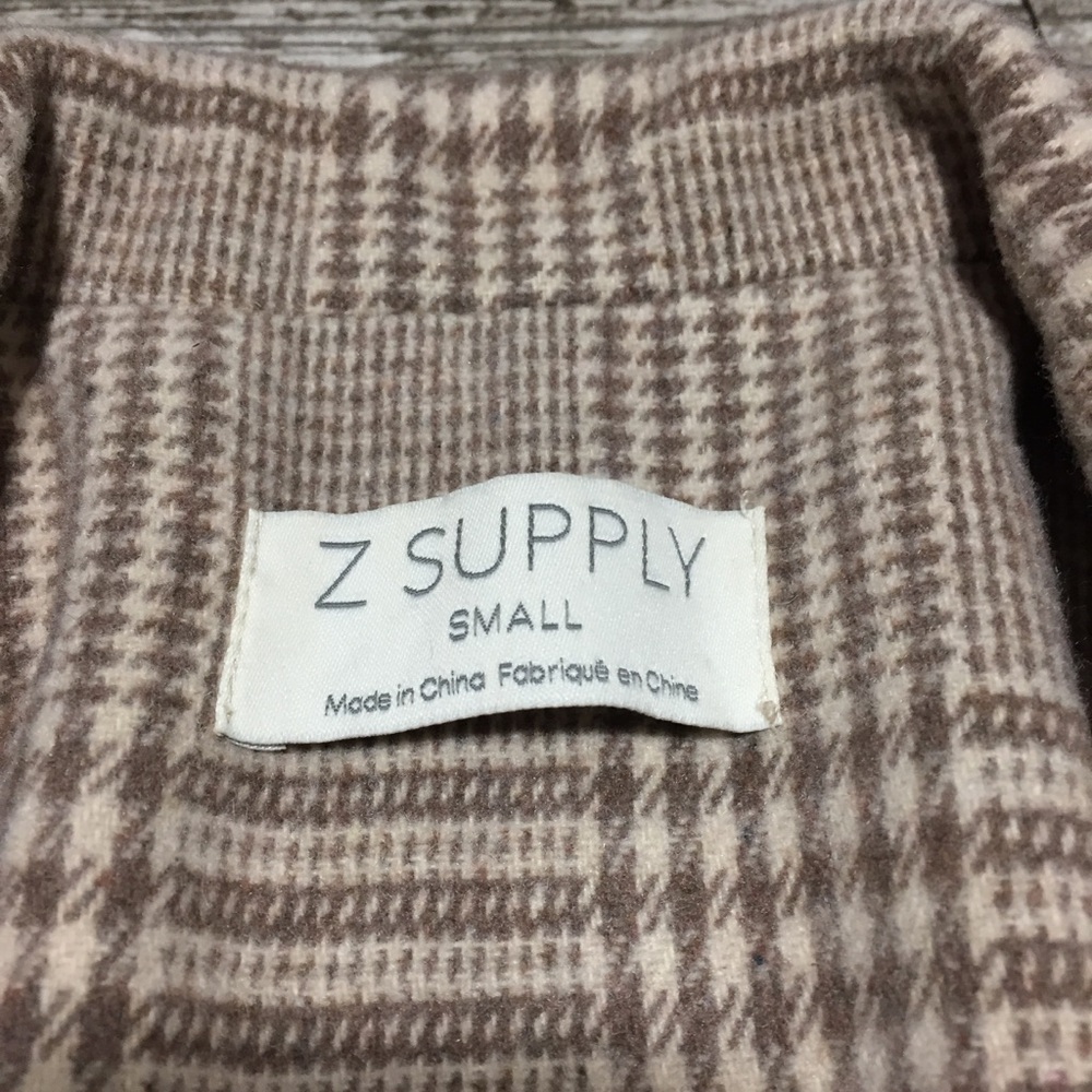 Z Supply Plaid One Button Blazer Jacket Women’s S Tan Brown Polyester - Picture 7 of 9